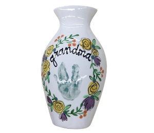 Crest View Hills Floral Handprint Vase